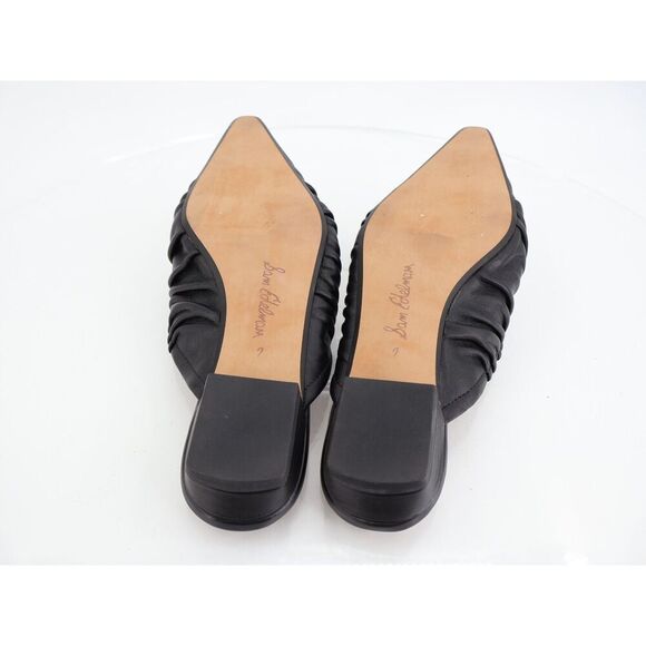 Sam Edelman Julia Pump Mule Size 7M Black Leather Ruched Pointed Flat - Picture 8 of 10